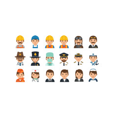 Diverse Professions Icon Set Featuring Professionals Like Doctor Nurse Pilot Chef Construction Worker and More