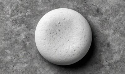 Round form, porous surface, on a speckled gray background