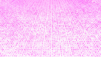 Geometric pink abstract ornament background. Chaotic texture of dots, squares, diamonds, particles. Love. Cluster of cells, information grid, path, trail. Poster design for business, tech.