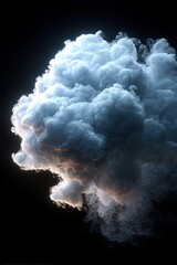 Cloudscape. Dark background, bright volumetric, billowing formation
