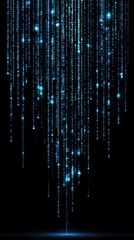 Dazzling blue light descends on a dark space