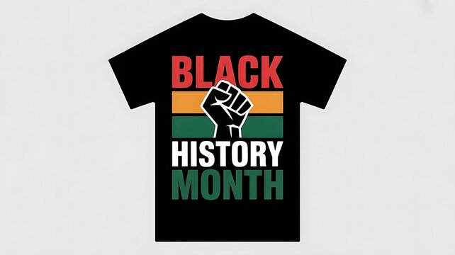 Black history month tshirt design with a raised fist symbol on black color