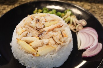Thai food: Steamed crab on rice