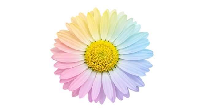 Rainbow Daisy Flower With Gradient Petals nature floral isolated on a transparent background - Powered by Adobe