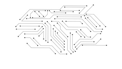 Technology black circuit diagram concept. High-tech circuit board connection system.