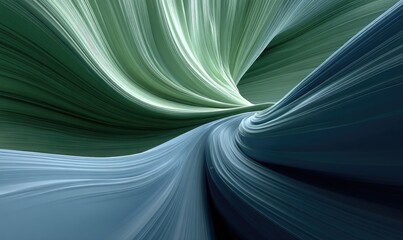 Abstract twisting green & blue motion blur vortex