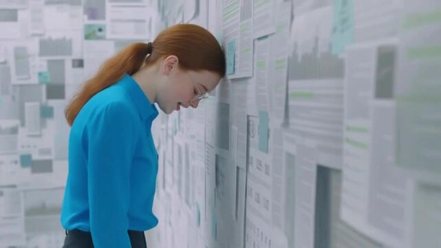 A woman facing the painful scene of failure and disappointment after a setback in her project, business, or life goal while struggling to regain courage captured through Generative AI.