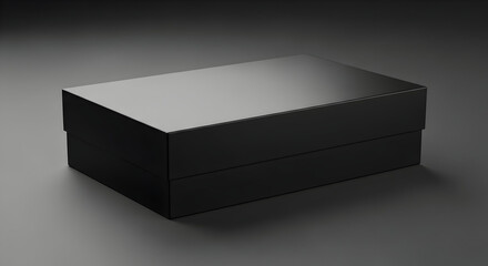 Naklejka premium Elegant Black Box Package Mockup for Branding and Product Presentation High Quality Design and Professional Appearance