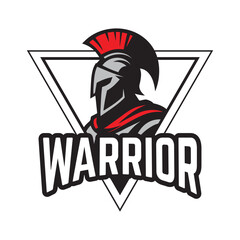 sparta warrior triangle logo template vector