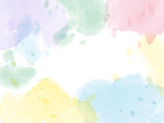 カラフルな春色の水彩風テクスチャー背景