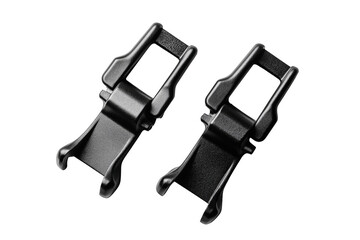 Black metal strap fasteners isolated on a transparent background