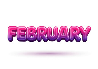 Colorful Gradient February Text with Shadow.