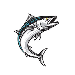 Aggressive Jumping Tuna or Mackerel Mascot Illustration