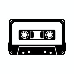 Obraz premium Black and White Retro Cassette Tape on White Background