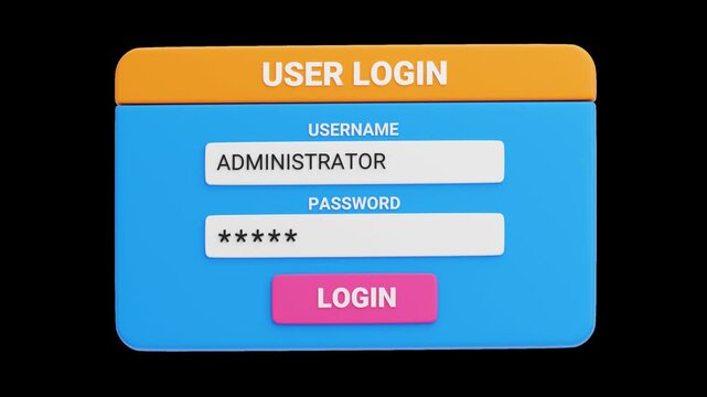 3D Animation of Fraud Alert Text and Login User Interface | Alpha Channel