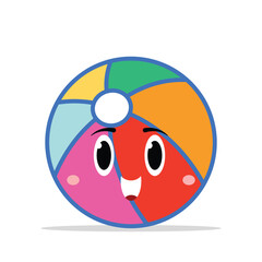 Cute Kawaii Beach Ball Vector &ndash; Pastel Colored Flat Style Summer Toy Illustration, Hand-Drawn Pool Game Icon for Vacation, Seaside Fun, Kids Play, Swimming, and Tropical Holiday Design
