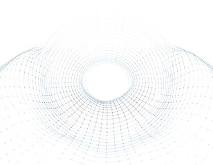 Abstract digital art depicting a tunnel-like structure in geometric grid
