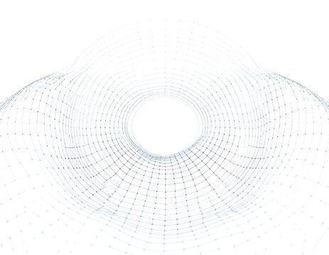 Abstract digital art depicting a tunnel-like structure in geometric grid