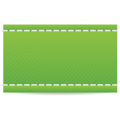 Green Stitched Ribbon Banner with Geometric Pattern and Subtle Shadow Overlay on Transparent Background