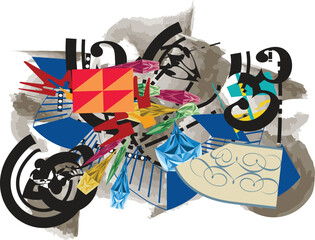Vector illustration art design: Graffiti drawing card of a pop graffiti on a wall