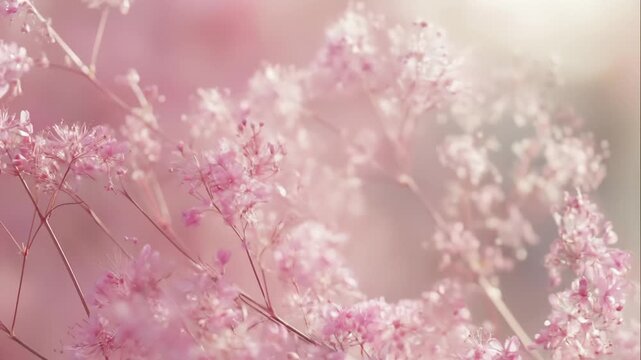 Gentle Wind Blowing Through Pink Meadow Rue Flowers