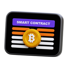 3D Smart Contract Technology - Automated Blockchain Agreement, Digital Legal Document, and Bitcoin Escrow Concept Icon