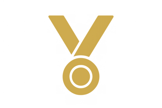 Gold medal representing victory, success, and achievement, an iconic award for champions with transparent background - Powered by Adobe