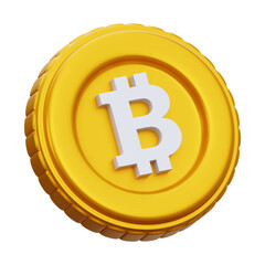 3D Golden Bitcoin Coin - Cryptocurrency Digital Money, Blockchain Asset, and Financial Technology Symbol