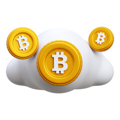 3D Bitcoin Cloud Mining - Decentralized Cryptocurrency Mining, Remote Computing Power, and Digital Asset Earning Icon