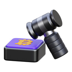 3D Bitcoin Auction Law - Cryptocurrency Legal Regulation, Market Governance, and Digital Asset Seizure Gavel Icon