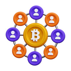3D Decentralized Bitcoin Network - P2P Blockchain Technology, Distributed Ledger, and Cryptocurrency Community Icon