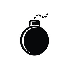 Black Bomb Icon with Lit Fuse on Transparent Background Simple Design