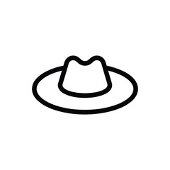 Black Outline Cowboy Hat, Western Headwear with Wide Brim on Transparent Background