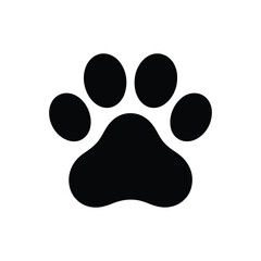 Black Paw Print with Five Toes Isolated on Transparent Background