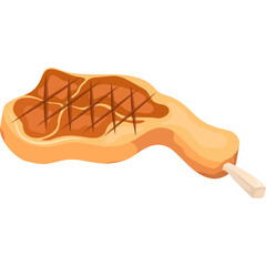 Grilled Lamb Chop on a Skewer with Crosshatch Grill Marks on a White Background