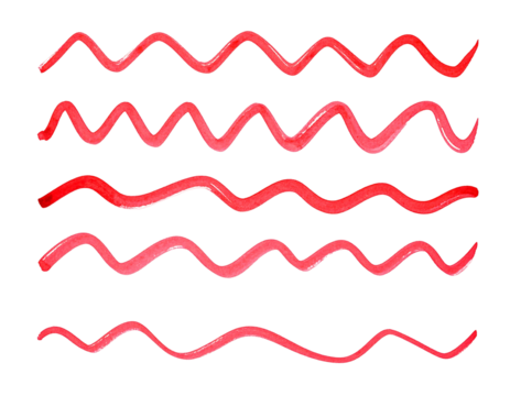Red watercolor waves on a black backdrop, creating a simple, flowing pattern with varying line styles and intensities