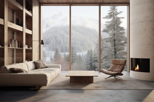 Big window palne room architecture furniture.