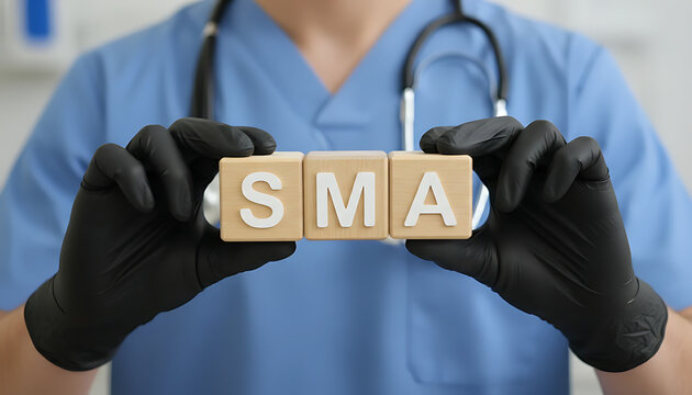 SMA. Genetic Disease SMA Diagnosis. Spinal Muscular Atrophy (SMA) Innovative Medicine and Modern Genetics Concept.