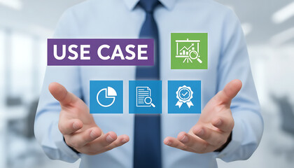 Fototapeta premium USE CASE.Use case analysis business technology concept.Case study education.new concept