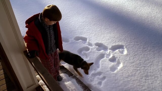 A child discovers mysterious tracks in the fresh snow on Christmas morning. A magical proof of Santa's visit. 