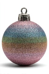 Shimmering rainbow ornament, spherical & glittery