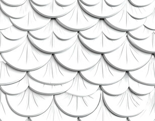 Repeating white scale-like pattern with subtle radial lines and curved edges, creating a textured 3D effect