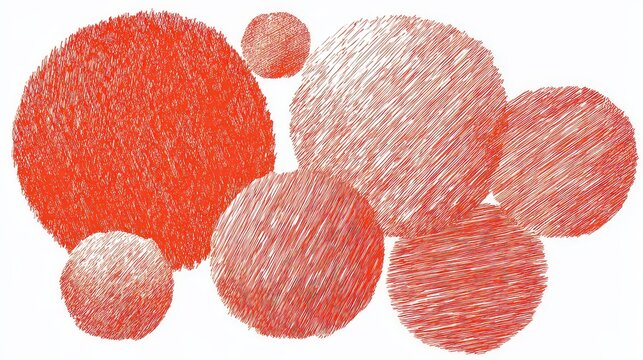 Abstract Composition of Red Spheres with Pixelated Texture and White Background - Powered by Adobe