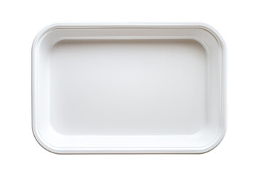 White rectangular tray with rounded corners isolated on a transparent background