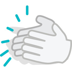 Clapping Hands Gesture Icon With Teal Sparkle Effect And Black Shadow On Transparent Background