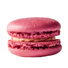 Pink macaron, smooth shell and filling on a black background
