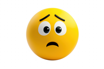 Yellow face worried expression isolated on a transparent background