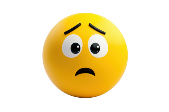 Yellow face worried expression isolated on a transparent background - Powered by Adobe