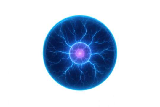 Blue electric energy ball with plasma core