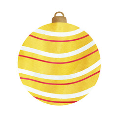 オーナメントの手描き水彩イラスト クリスマスの飾り ストライプ模様